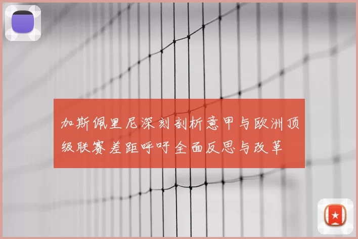 加斯佩里尼深刻剖析意甲与欧洲顶级联赛差距呼吁全面反思与改革